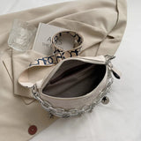 Stone Pattern Chain Waist Bags Women's Leather Fanny Pack