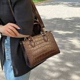 Stone Pattern Cow Leather Handbag for Women Large Capacity Tote Bag