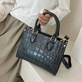 Stone Pattern Cow Leather Handbag for Women Large Capacity Tote Bag