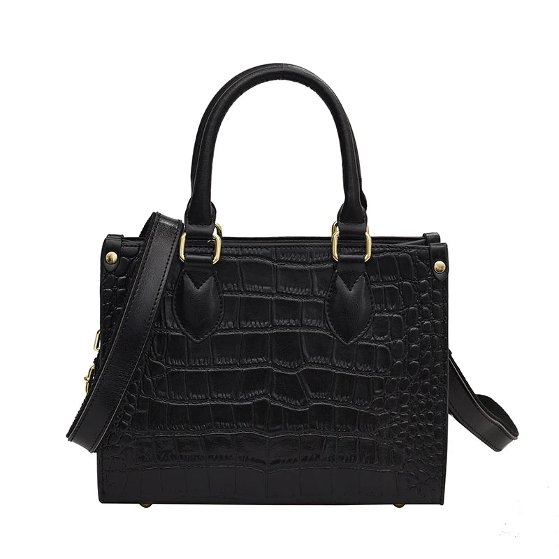 Stone Pattern Cow Leather Handbag for Women Large Capacity Tote Bag