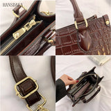 Stone Pattern Cow Leather Handbag for Women Large Capacity Tote Bag