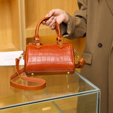 Stone Pattern Leather Handbag Women's Bag Vintage Cow Leather