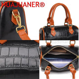 Stone Pattern Leather Handbag Vintage Women's Bag