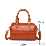 Vintage Stone Pattern Leather Handbag Women's Shoulder Messenger Bag