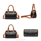 Stone Pattern Leather Handbag Women's Bag Vintage Cow Leather