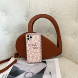 Stone Pattern Heart Bag Leather Crossbody Shoulder Bag