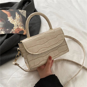 Stone Pattern Leather Mini Tote Handbag for Women