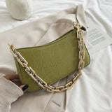 Stone Pattern PU Leather Armpit Bag with Chain Shoulder Strap