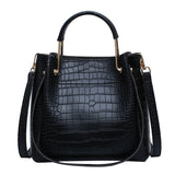 Stone Pattern PU Leather Bucket Bags Women Small Shoulder Messenger Bag