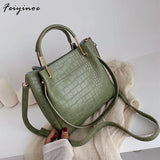 Stone Pattern PU Leather Bucket Bags Women Small Shoulder Messenger Bag