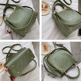 Stone Pattern PU Leather Bucket Bags Women Small Shoulder Messenger Bag