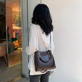 Stone Pattern PU Leather Bucket Bag