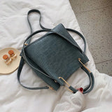 Stone Pattern PU Leather Bucket Bag
