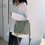 Stone Pattern PU Leather Bucket Bag