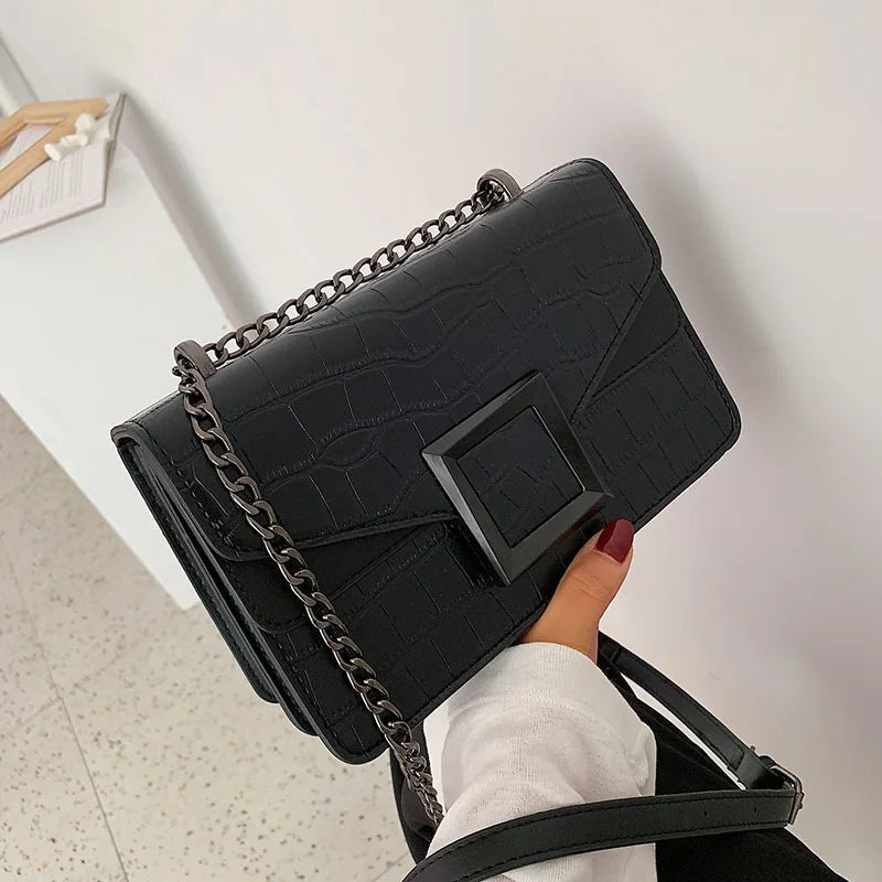 Stone Pattern PU Leather Crossbody Bags For Women Small Shoulder Messenger Bag
