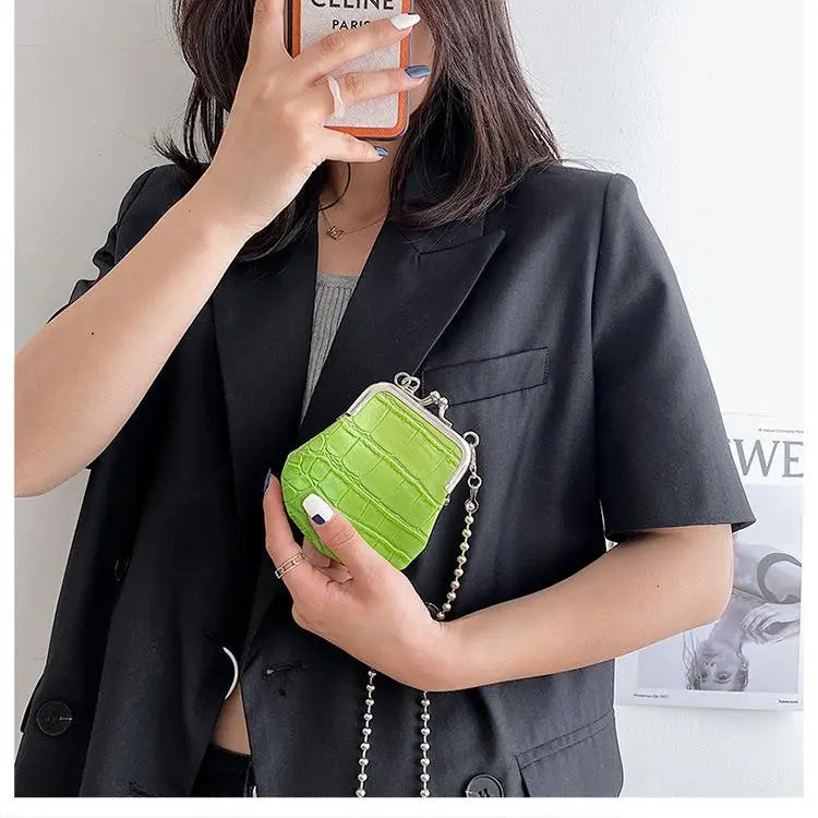 Stone Pattern PU Mini Shoulder Bag Women Lipstick Crossbody Bags