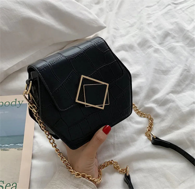 Stone Pattern Shoulder Bag Chain Messenger Bag