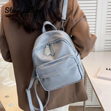 Stone Pattern PU Leather Backpack Women Travel Book Bag Girls
