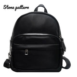 Stone Pattern PU Leather Backpack Women Travel Book Bag Girls