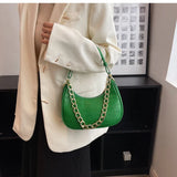 Crocodile Women Shoulder Armpit Purses Fall Winter Underarm Handbags