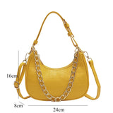 Crocodile Women Shoulder Armpit Purses Fall Winter Underarm Handbags