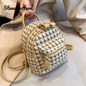 Small Stone Pattern PU Backpack for Women Travel