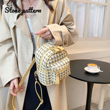 Small Stone Pattern PU Backpack for Women Travel