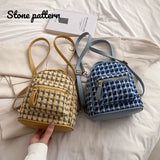 Small Stone Pattern PU Backpack for Women Travel