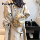 Small Stone Pattern PU Backpack for Women Travel