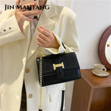 Stone Pattern Square Tote Bag Chain Shoulder Messenger Bag