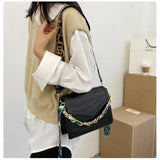 Stone Pattern Shoulder Bag with Chain Handle