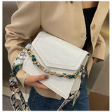 Stone Pattern Shoulder Bag with Chain Handle