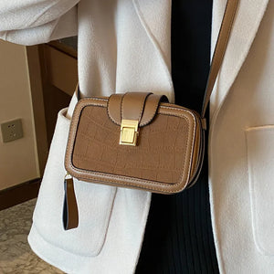 Stone Pattern Women Shoulder Bags Small Box Square Crossbody Bag