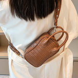 Stone Pattern Shoulder Bag High Leather Chest Bag
