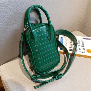 Stone Pattern Shoulder Bag High Leather Chest Bag