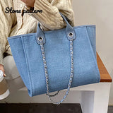 Stone Pattern Women's Handbags Beach Canvas Tote Bag