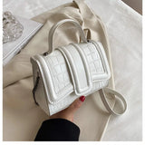 Stone Pattern Zipper Handbags Embossed Lacquer Shoulder Bag
