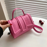 Stone Pattern Zipper Handbags Embossed Lacquer Shoulder Bag