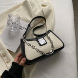 Stone Pattern Leather Shoulder Bags for Women with Chain Handbag and Purses