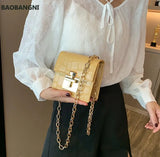 Stone Pattern Mini Crossbody Bag Lock Chain Shoulder Messenger Bag