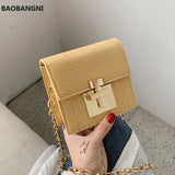 Stone Pattern Mini Crossbody Bag Lock Chain Shoulder Messenger Bag