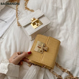 Stone Pattern Mini Crossbody Bag Lock Chain Shoulder Messenger Bag