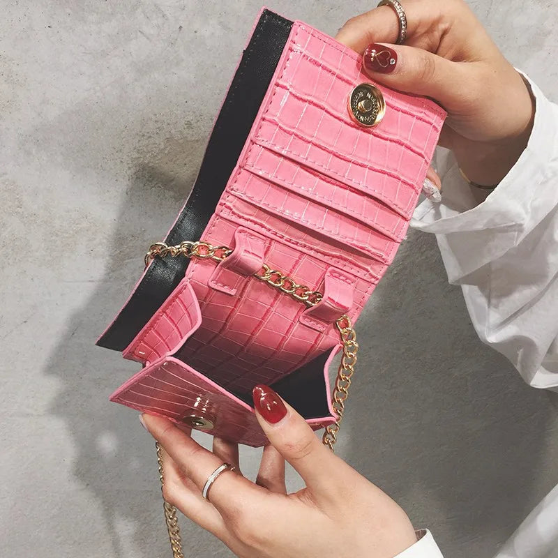 Stone Pattern PU Leather Mini Crossbody Bag for Women