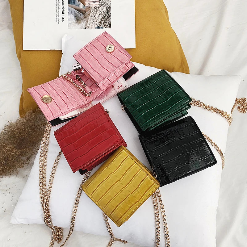 Stone Pattern PU Leather Mini Crossbody Bag for Women