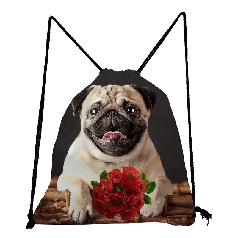 Floral Animal Backpack for Students with Drawstring Pocket
