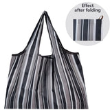 Portable Grocery Stripe Nylon Eco Shopping Bag Reusable Foldable Tote