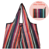 Portable Grocery Stripe Nylon Eco Shopping Bag Reusable Foldable Tote