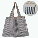 Portable Grocery Stripe Nylon Eco Shopping Bag Reusable Foldable Tote