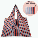 Portable Grocery Stripe Nylon Eco Shopping Bag Reusable Foldable Tote