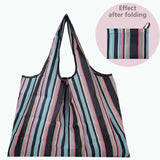 Portable Grocery Stripe Nylon Eco Shopping Bag Reusable Foldable Tote